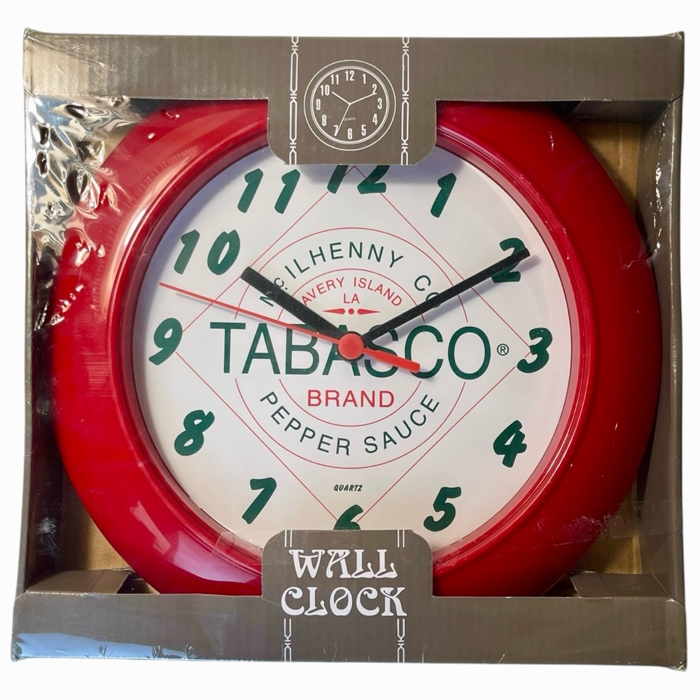 Vintage Tabasco Wall Clock NEW In Package Hot Sauce Hot Pepper McIlhenny Company